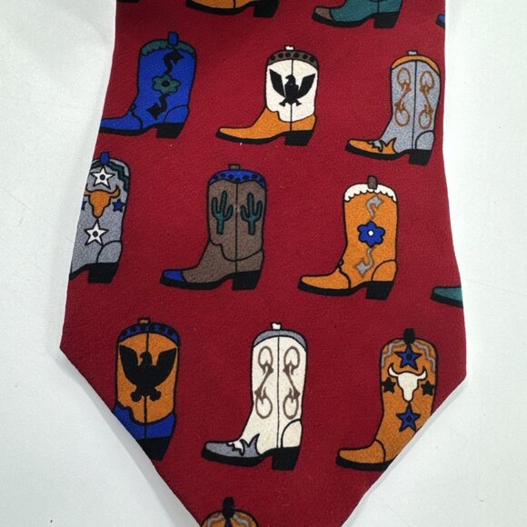 Vintage Hopalong Vicky Davis Fancy Boots Silk Necktie USA Made Neck Tie - Picture 4 of 6